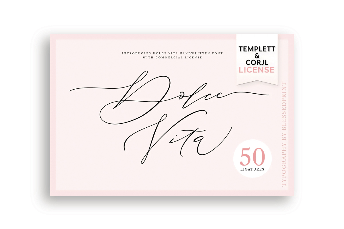 Image introducing the font Dolce Vita, a new handwritten font from Blessed Print.