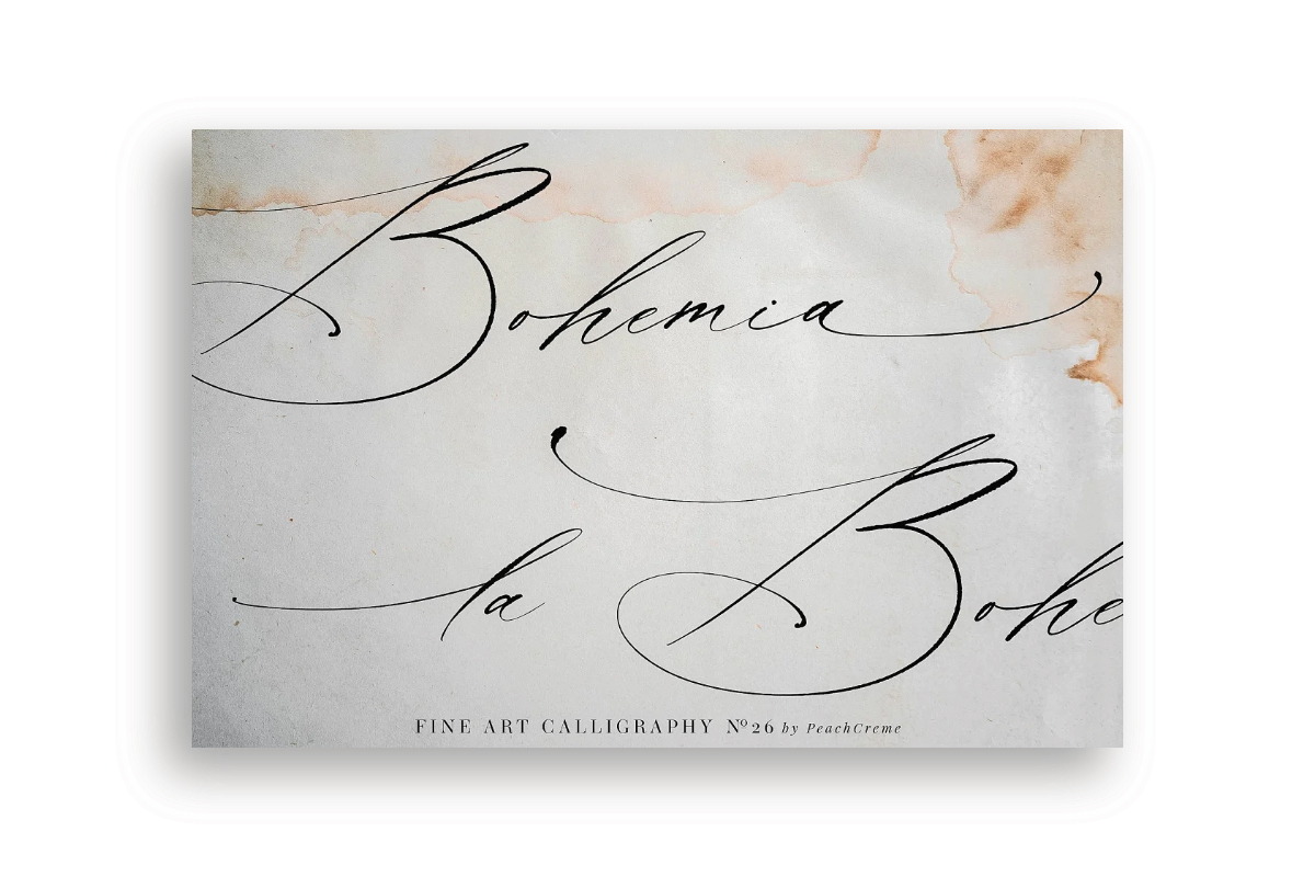 Image for the font La Bohemia, a fine art calligraphy font from PeachCreme.