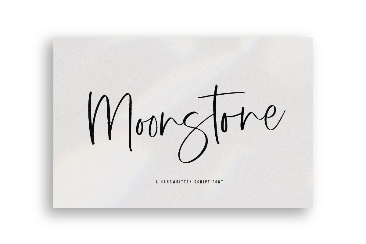 Image featuring a handwritten script font named Moonstone from KA Designs.
