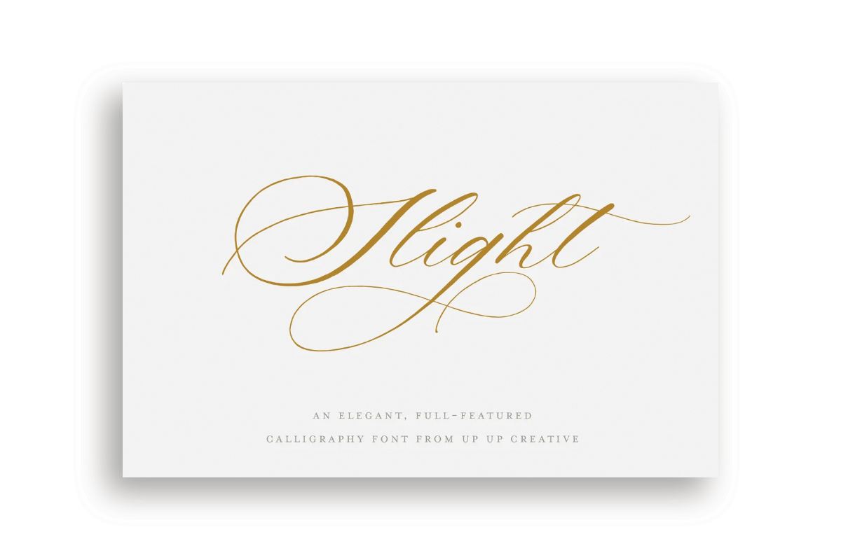 Image featuring, Slight, an elegant, full-featured calligraphy font from Up Up Creative.