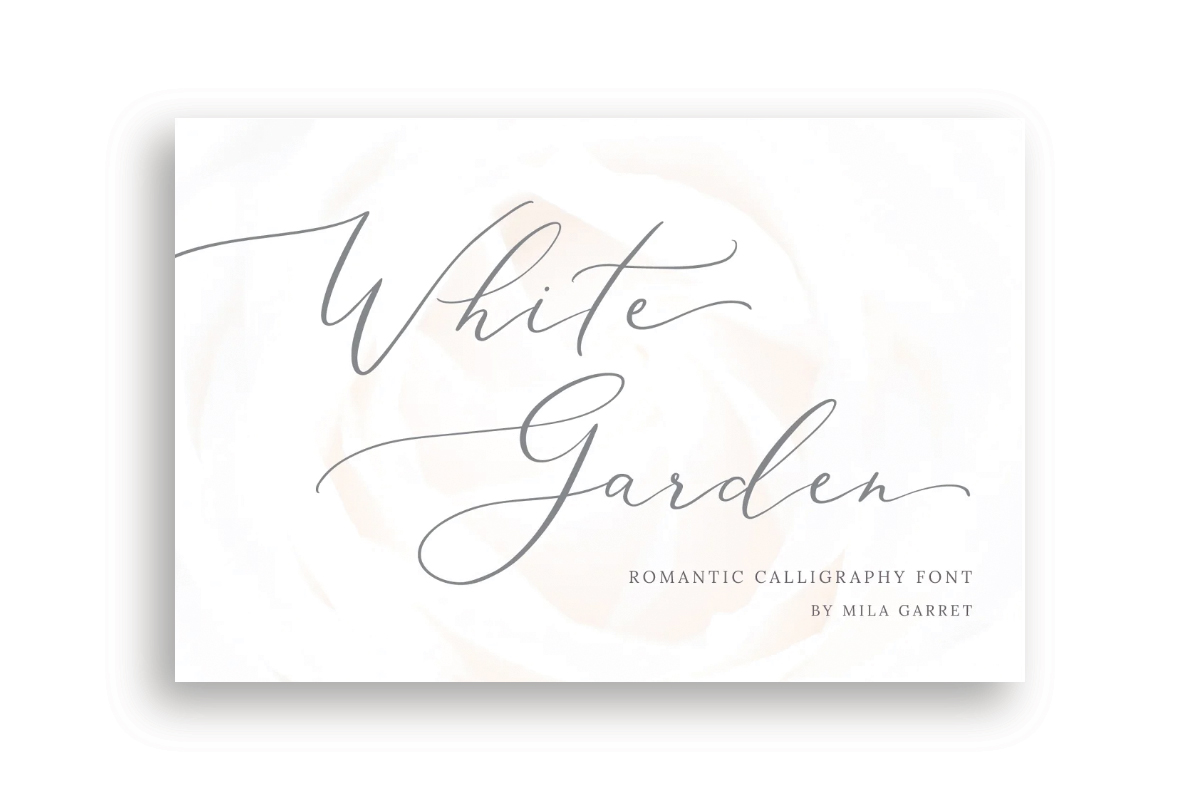 Image featuring White Garden, a romantic calligraphy font by Mila Garret.